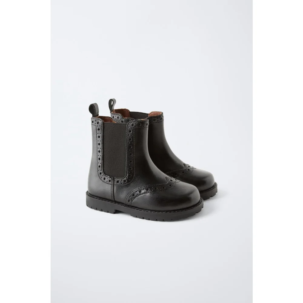 Zara Leather die-cut boots Size 8 US / 24 EU